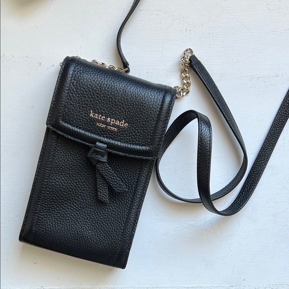 Excellent Condition Kate Spade Black Leather Crossbody Fits phone - Picture 7 of 9
